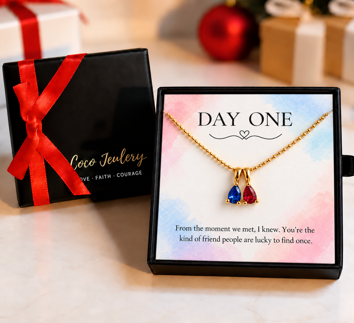 personalized birthstone necklace, special gift jewelry, gift-ready