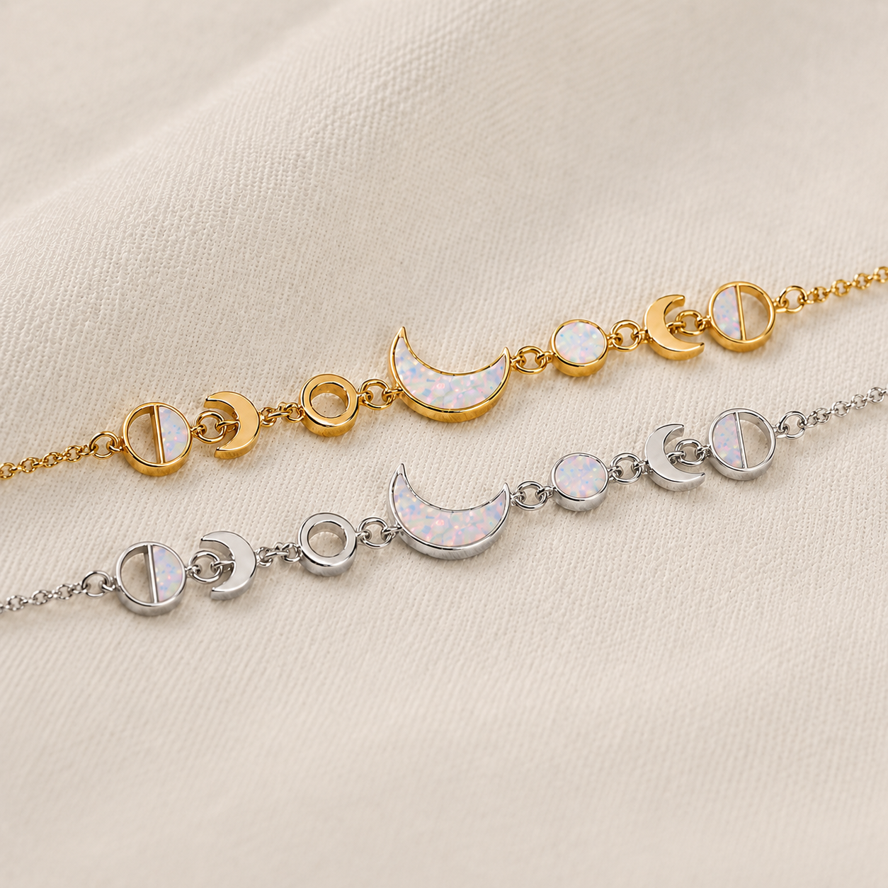 moon phase necklace design detail