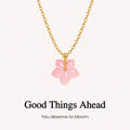 pink flower pendant necklace, inspirational jewelry for her