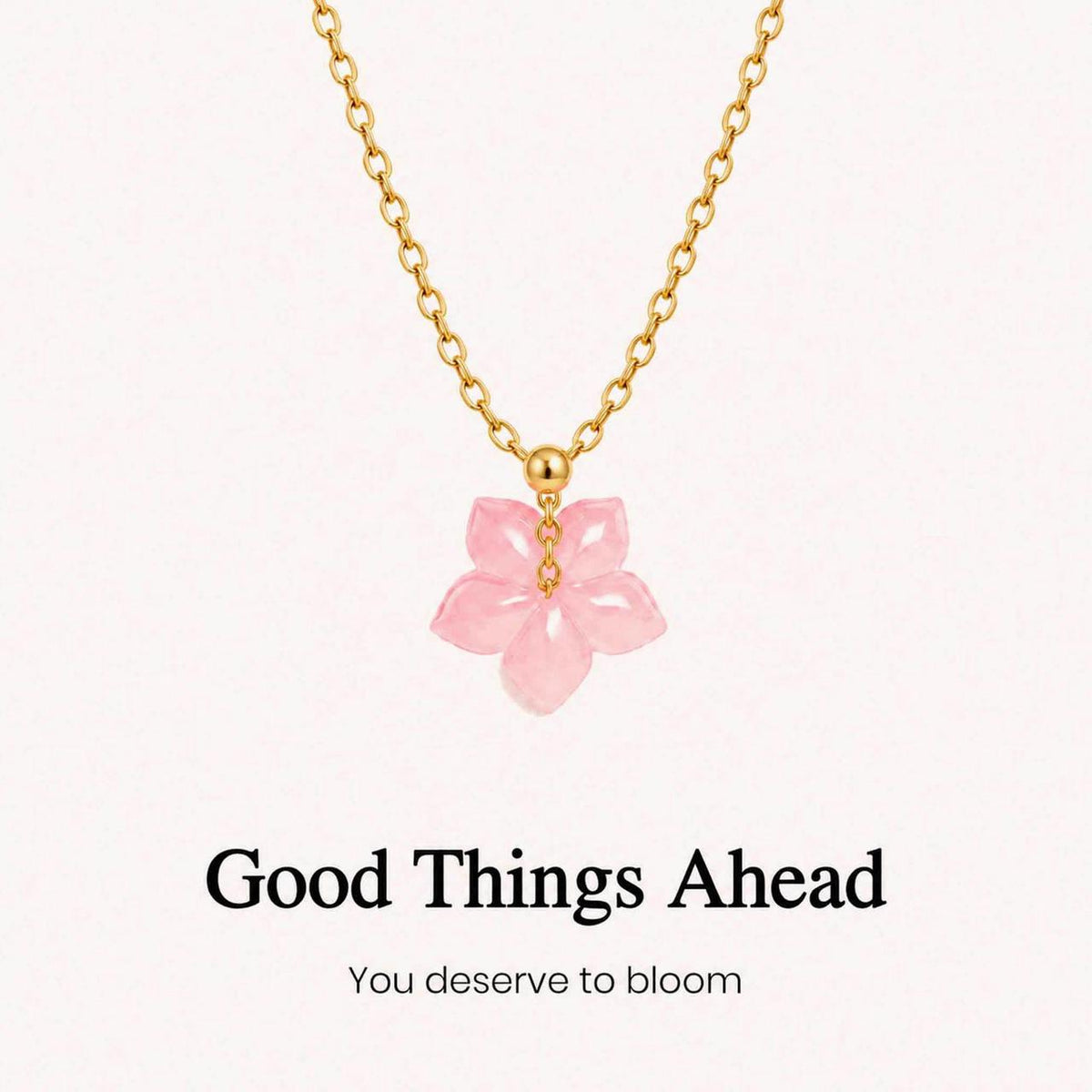pink flower pendant necklace, inspirational jewelry for her