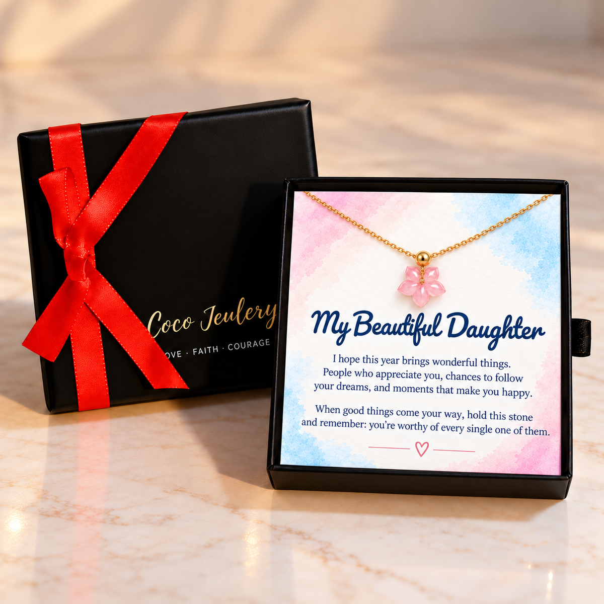 inspirational gift for her, encouraging flower necklace, gift-ready