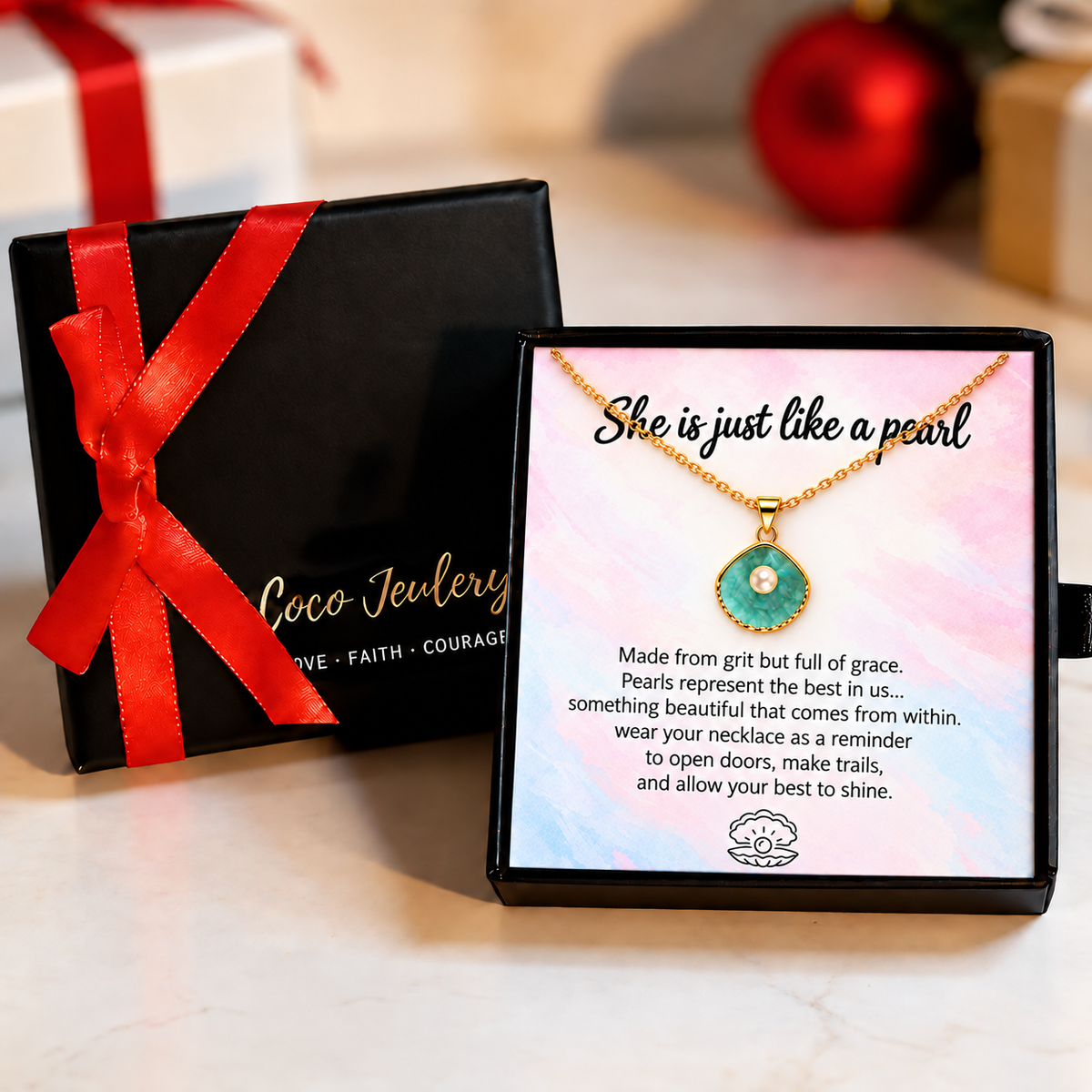inspirational necklace gift, pearl jewelry for her, gift-ready