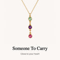 custom round multiple birthstone charm necklace