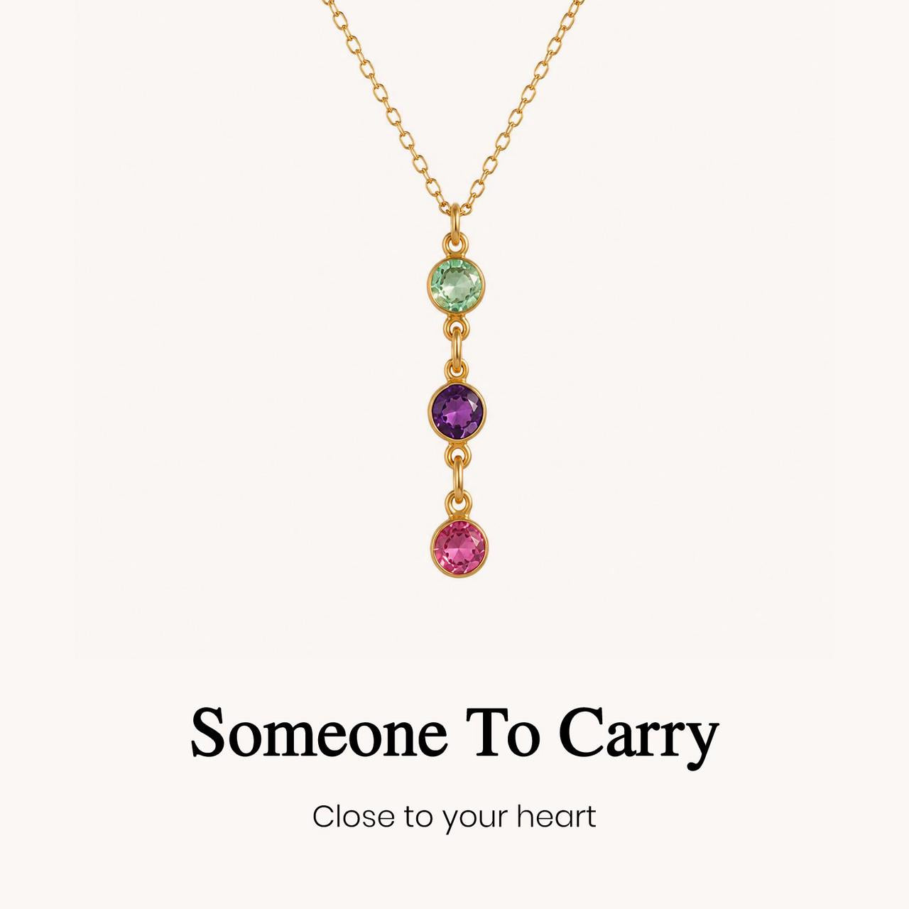 custom round multiple birthstone charm necklace
