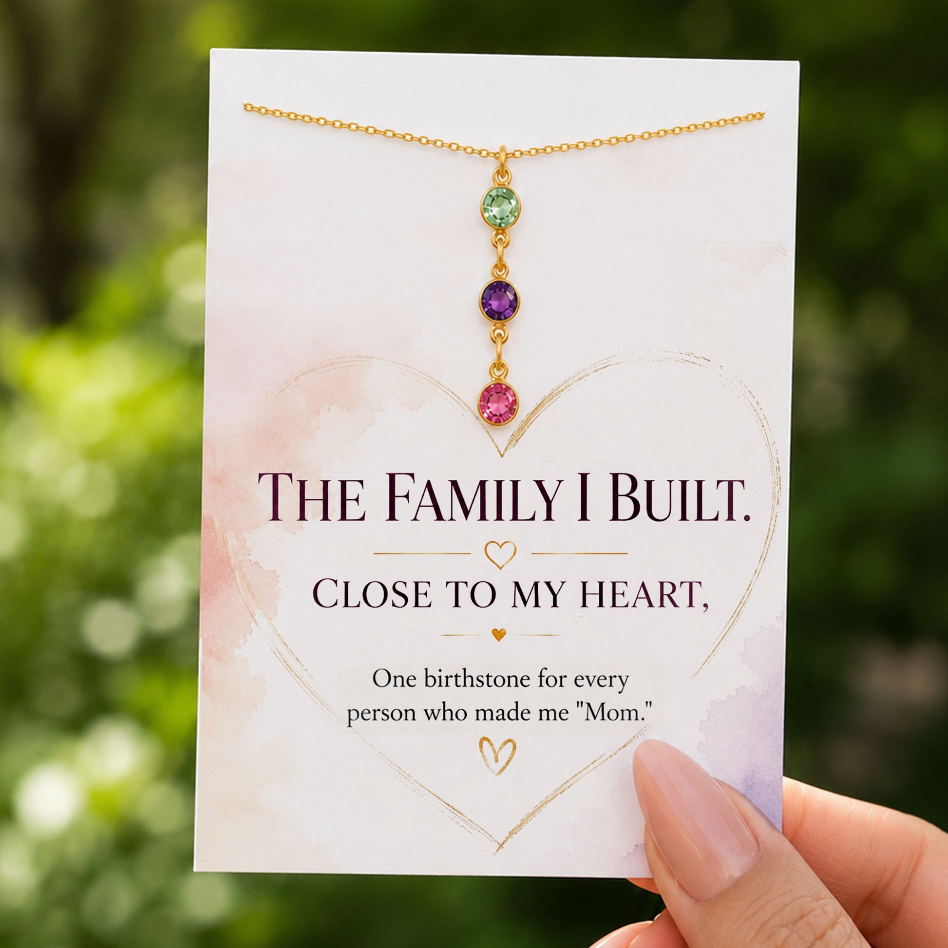 round birthstone charm necklace with 1-7 birthstones