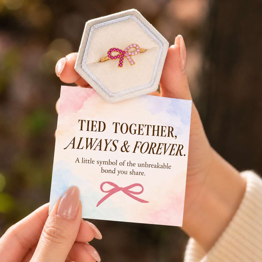 custom birthstone bow ring, personalized connection jewelry