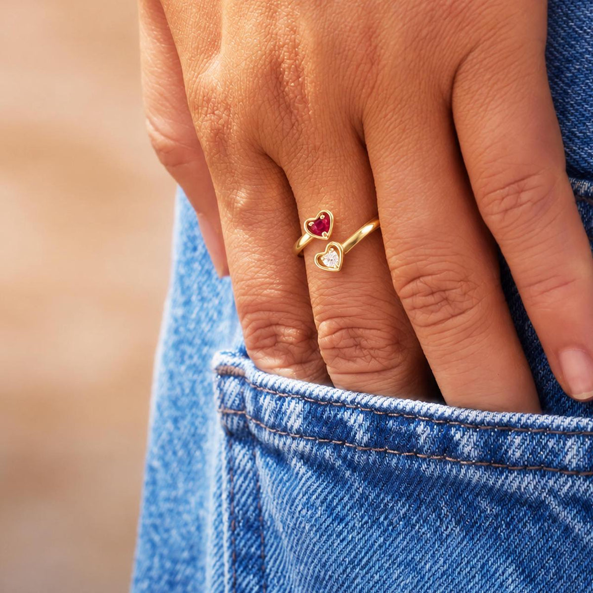 heart birthstone ring, sentimental connection jewelry