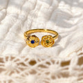 dual birthflower ring, personalized two flower ring design