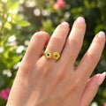birthflower ring for two, symbolic connection jewelry
