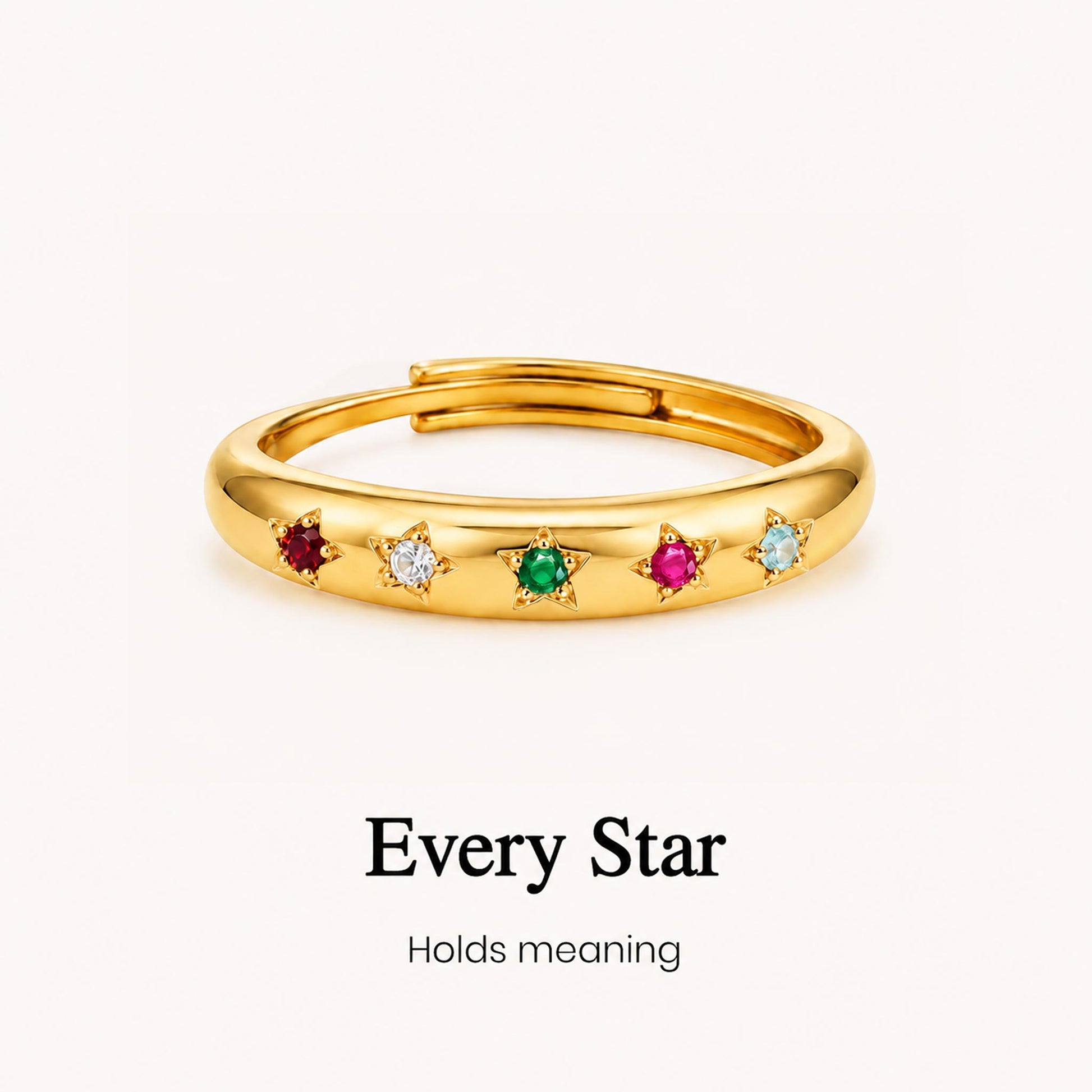 custom lucky star multiple birthstone ring