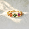 lucky clover ring with up to 5 birthstones, custom birthstone design