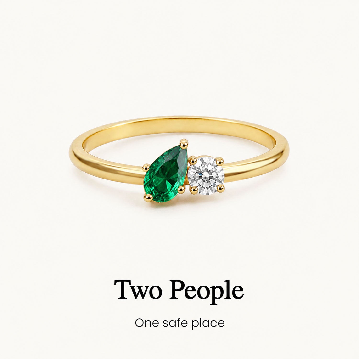 lean on me custom two-birthstone ring, personalized birthstone jewelry