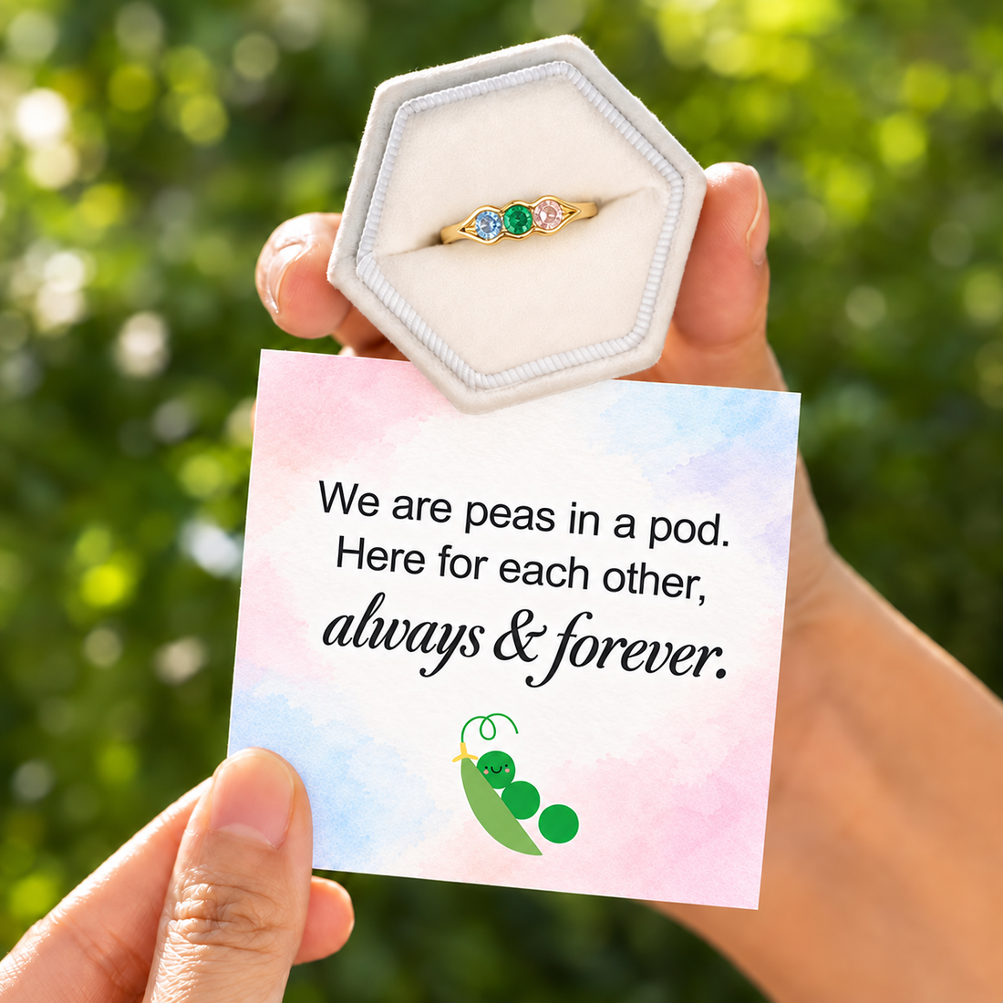 peas in a pod custom birthstone ring, multiple birthstone ring