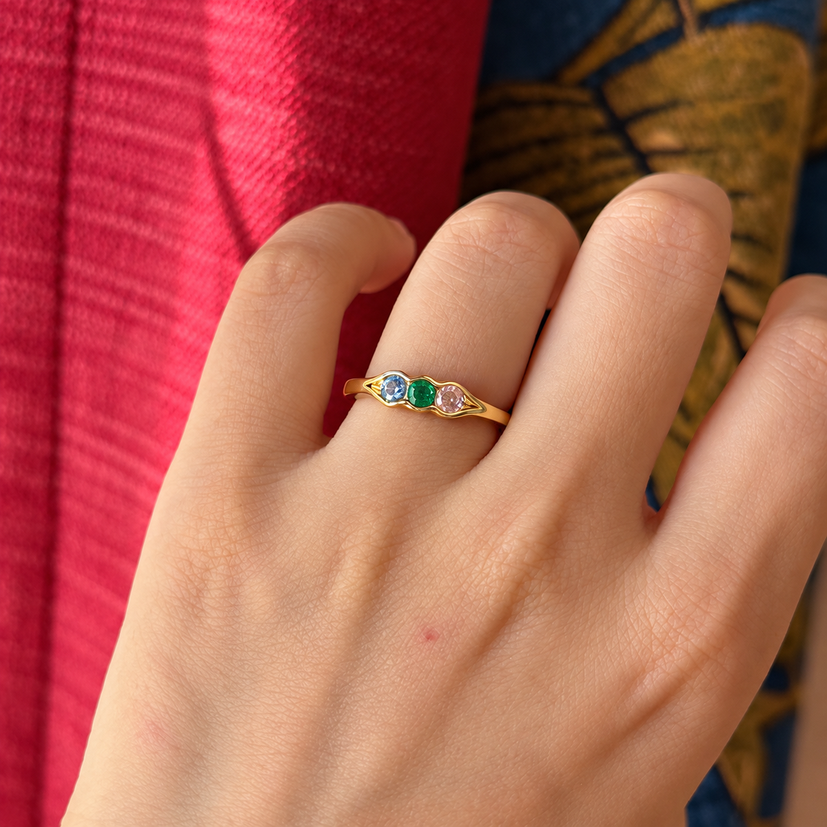 multiple birthstone ring, symbolic connection jewelry