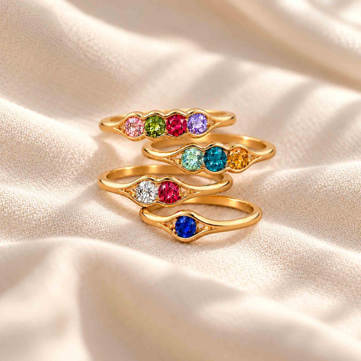 custom birthstone ring, personalized birthstone design 1-4 birthstone