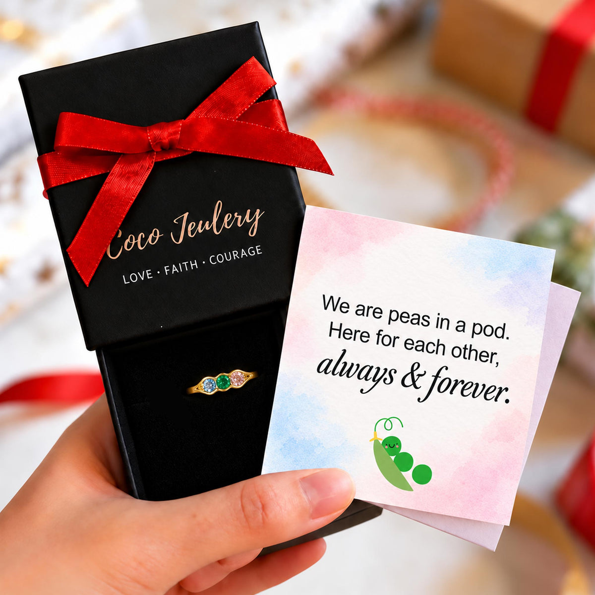 personalized birthstone ring gift, connection jewelry for someone special, gift-ready