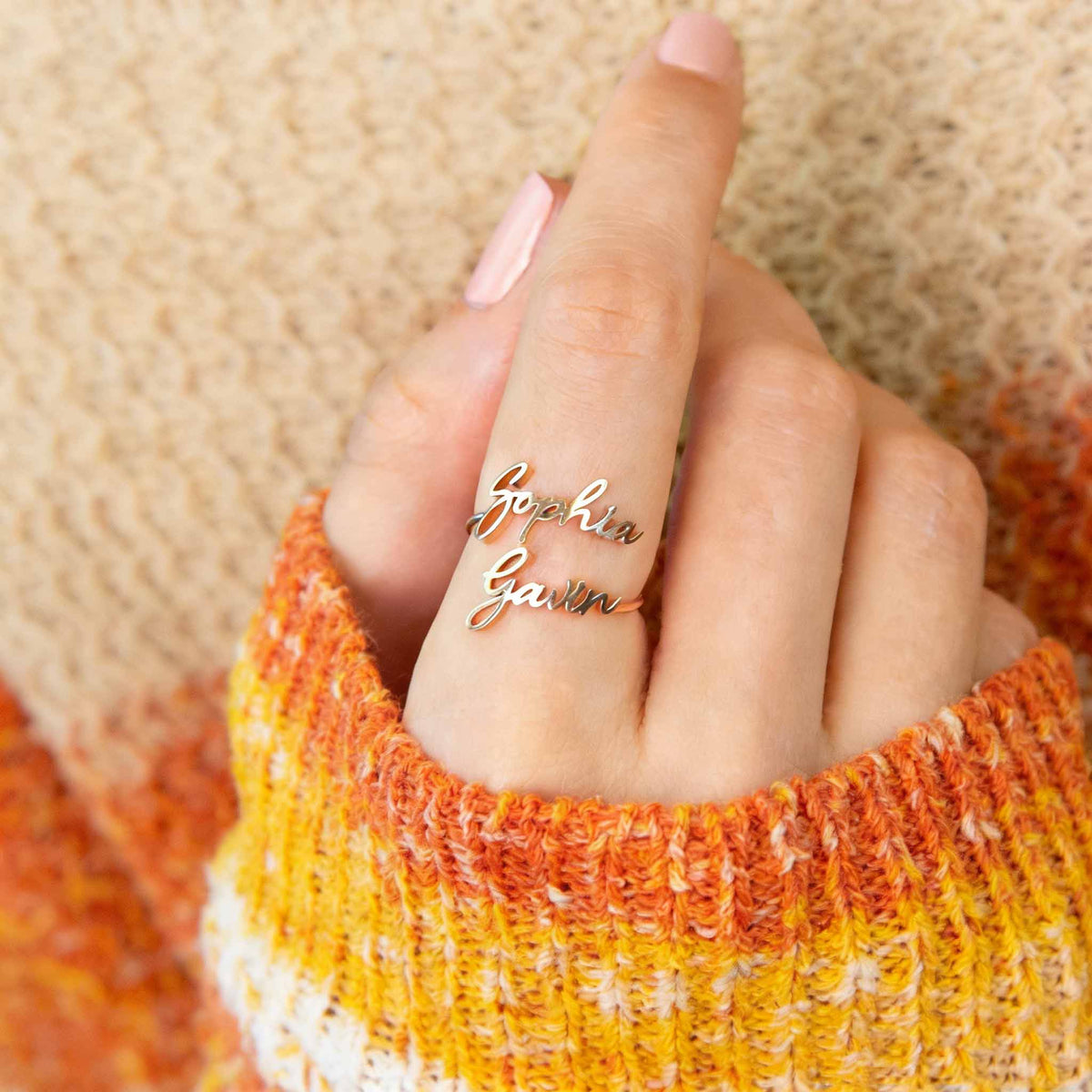 Dual Name Rings Personalized Double Name Ring – cocojewelry