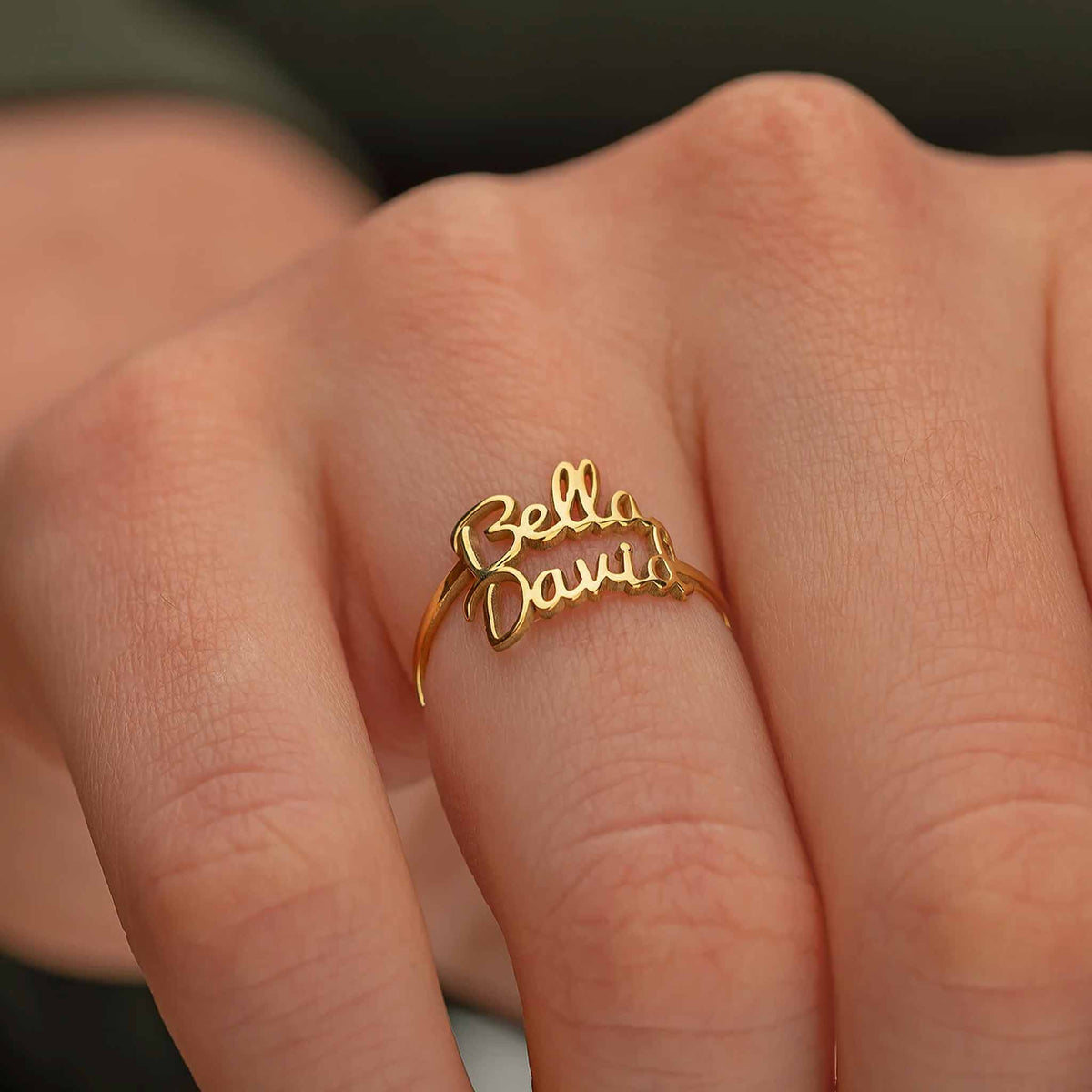 Customized Name Engraved Rings Personalized Double Name Ring – cocojewelry