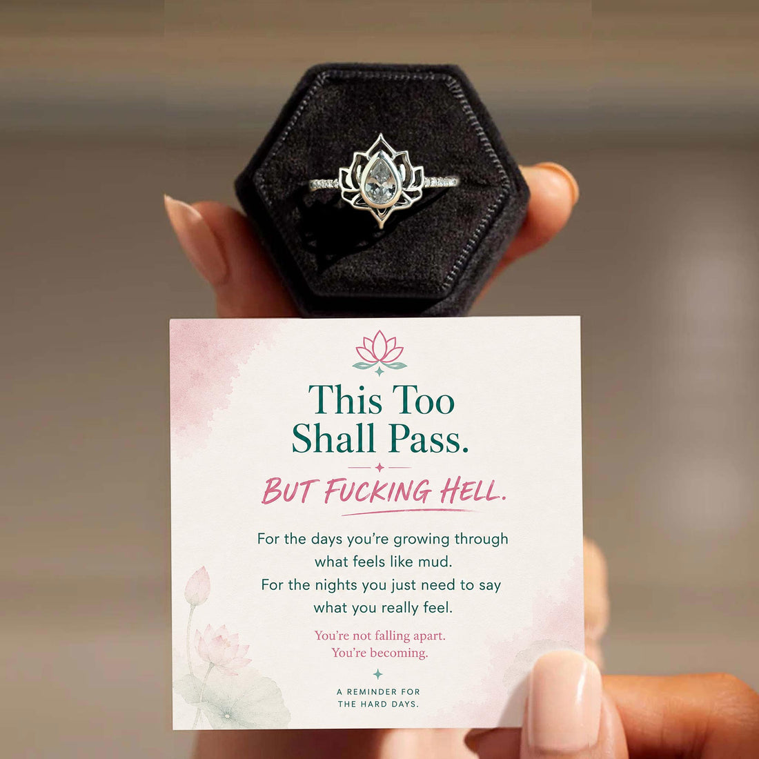 This Too Shall Pass Lotus Ring