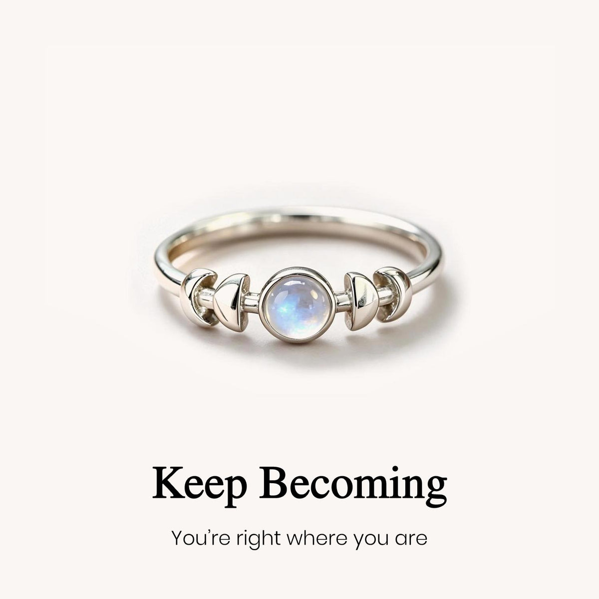 through every phase moonstone ring, moon phase inspired jewelry