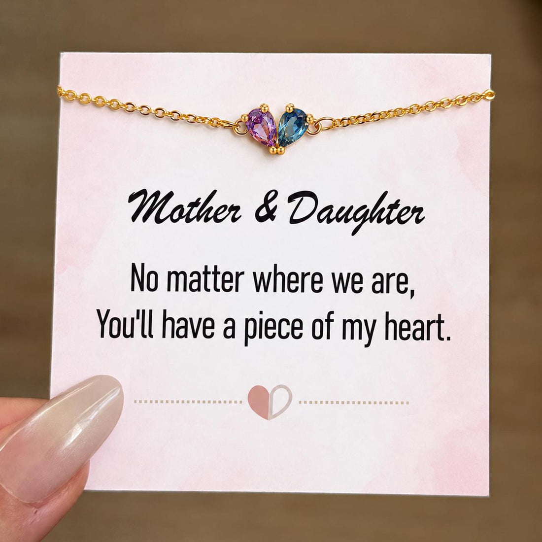 custom heart birthstone bracelet, personalized connection jewelry