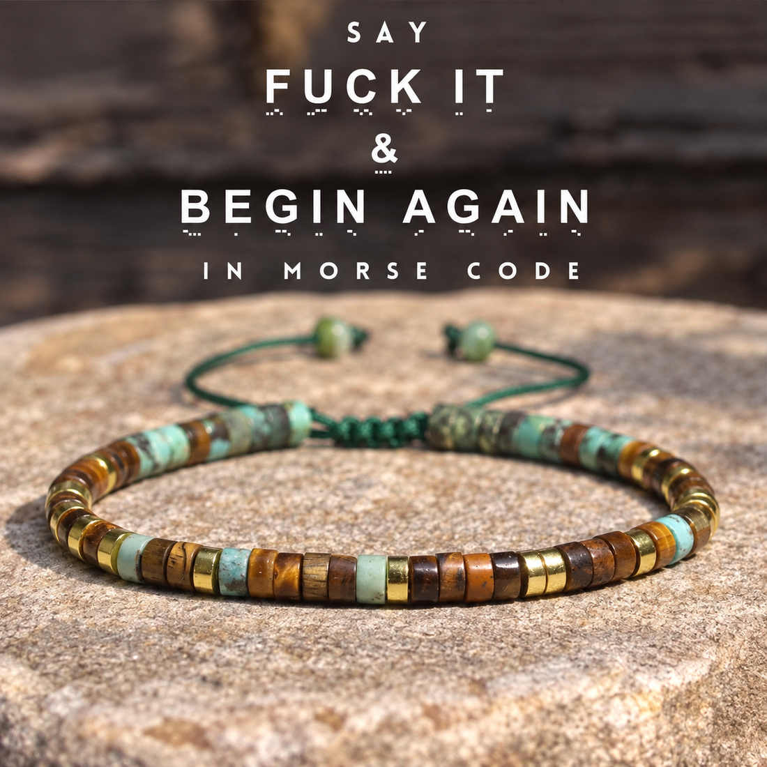 fuck it and begin again morse code bracelet, morse code jewelry