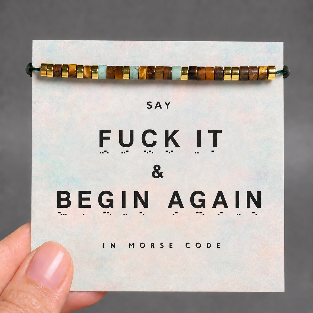 fuck it and begin again morse code bracelet, morse code jewelry