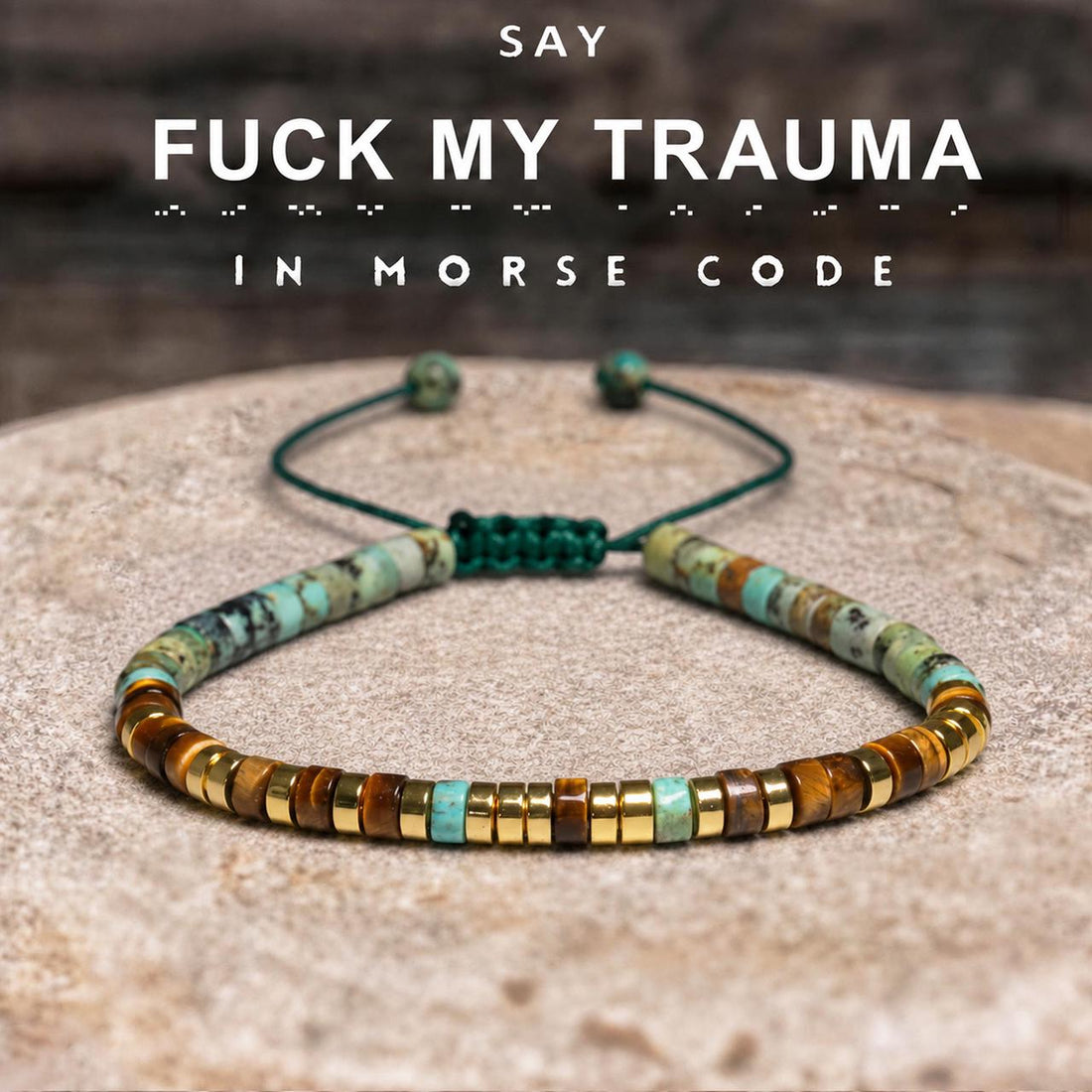 fuck my trauma morse code motivational bracelet