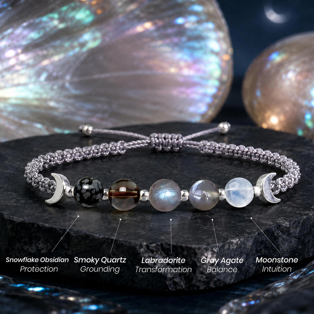 Moon Phases Crystal Healing Bracelet