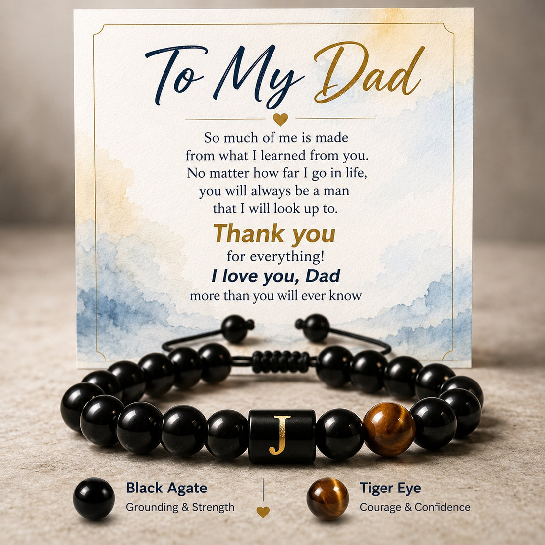 Natural Stone Initial Bracelet For Men