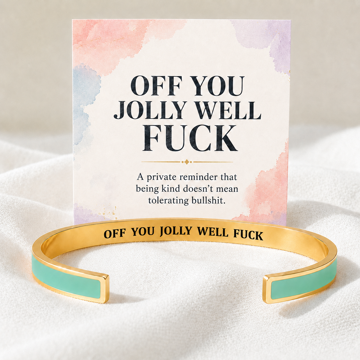 engraved color cuff bracelet with funny message