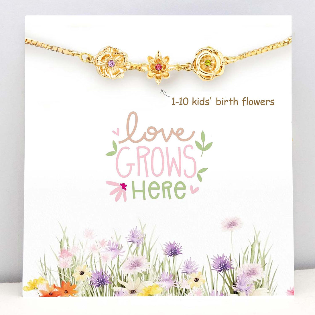 Personalized 1-10 Birth Flowers Bracelet-Mother's day Gift for Mom/Grandma/Wife