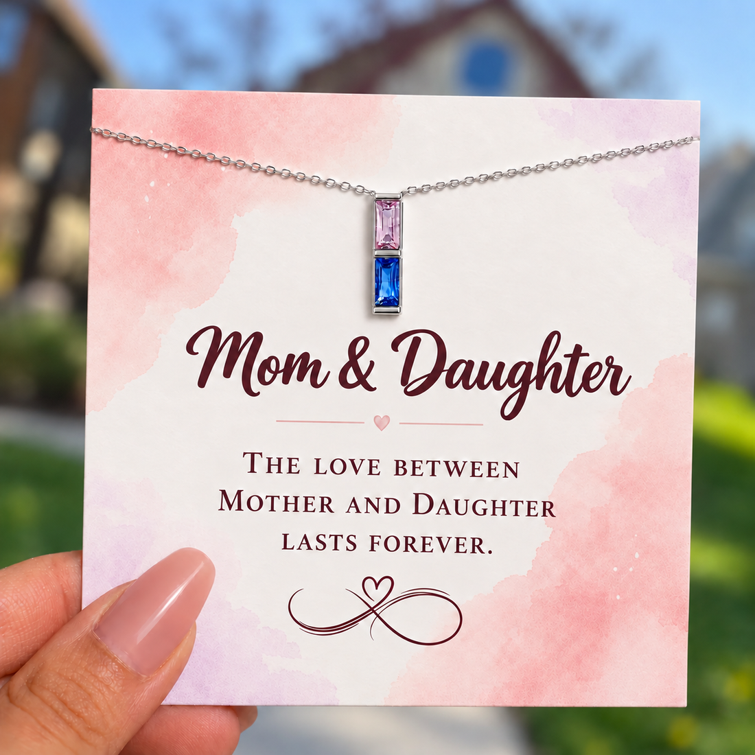 custom baguette birthstone necklace