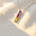 baguette cut birthstone necklace design