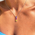 personalized baguette birthstone necklace