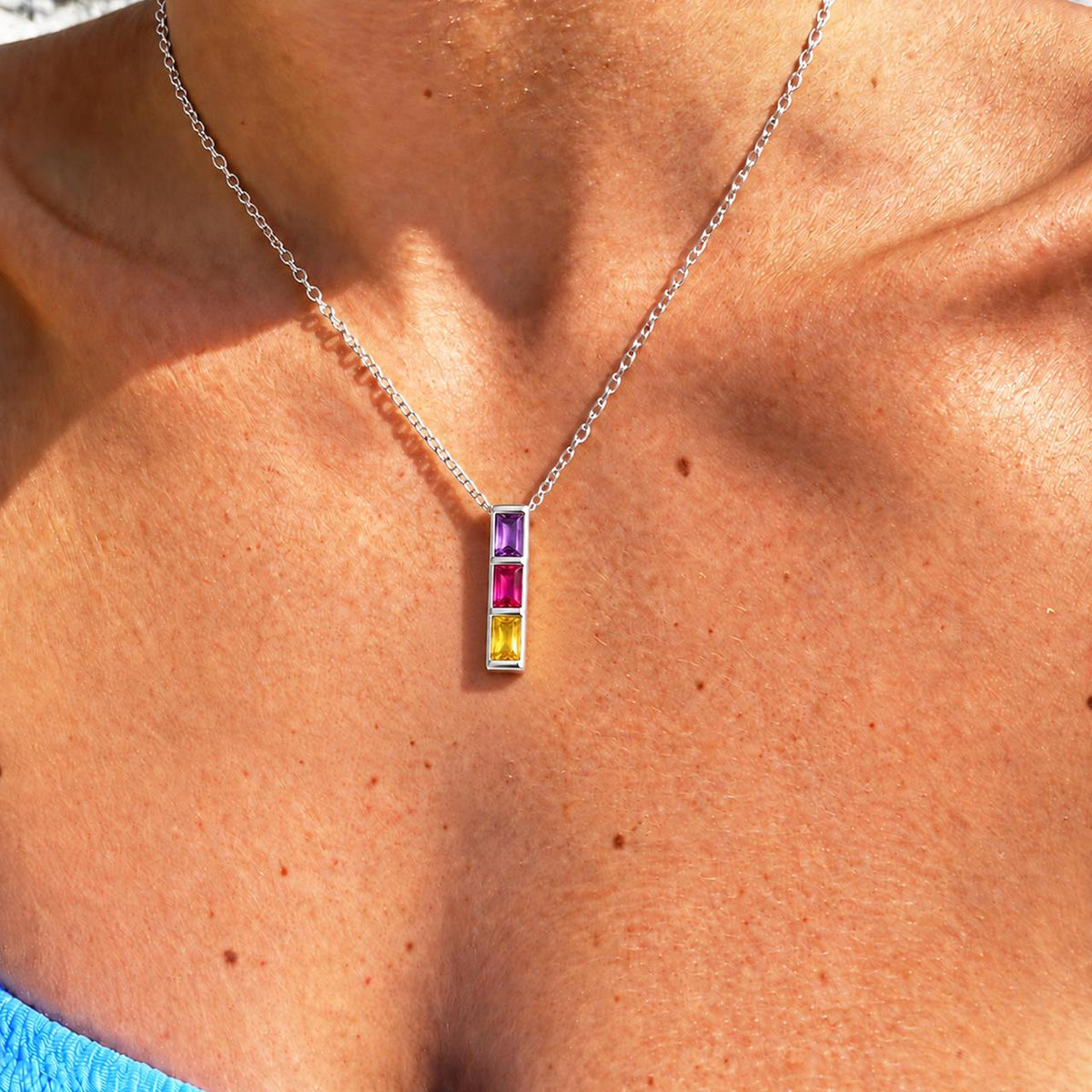 personalized baguette birthstone necklace