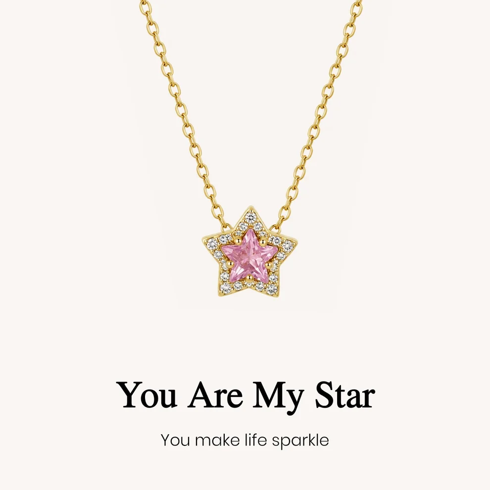 custom sparkle star birthstone necklace, personalized birthstone jewelry