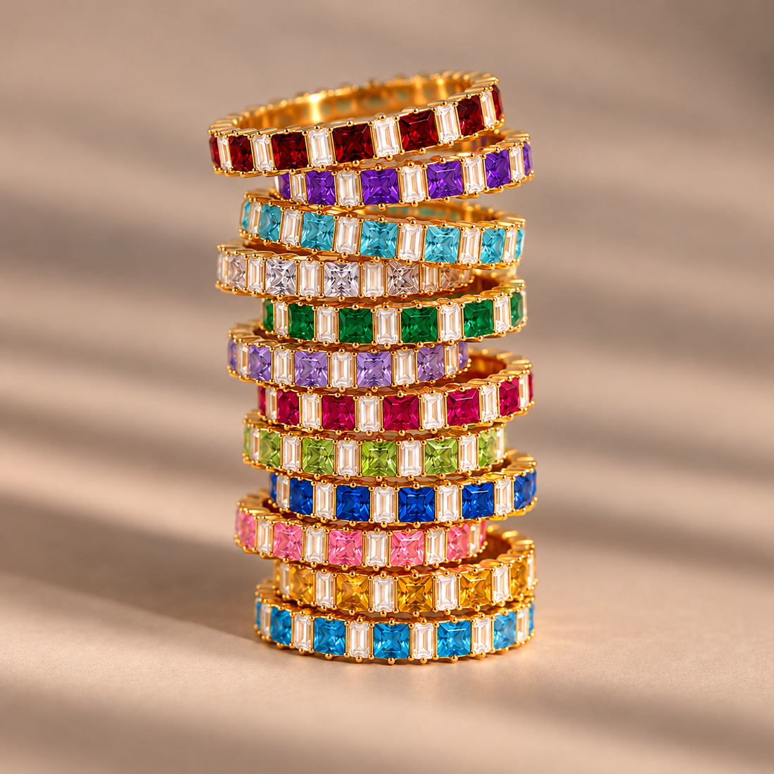 stacking square birthstone ring, stackable birthstone jewelry