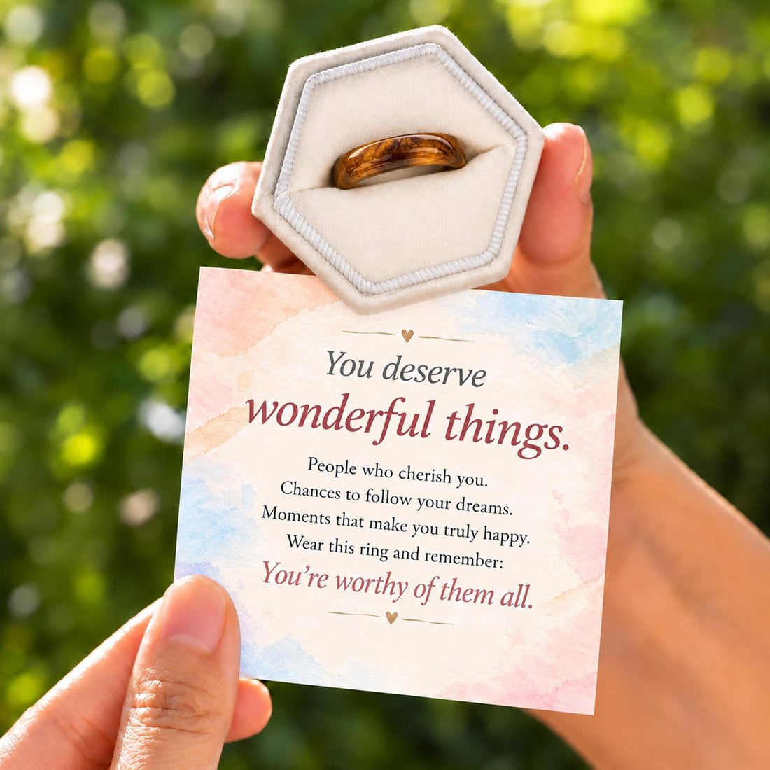 wherever you go tiger eye crystal ring, confidence and strength jewelry