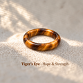 tiger eye crystal ring, natural stone symbolizing confidence and strength