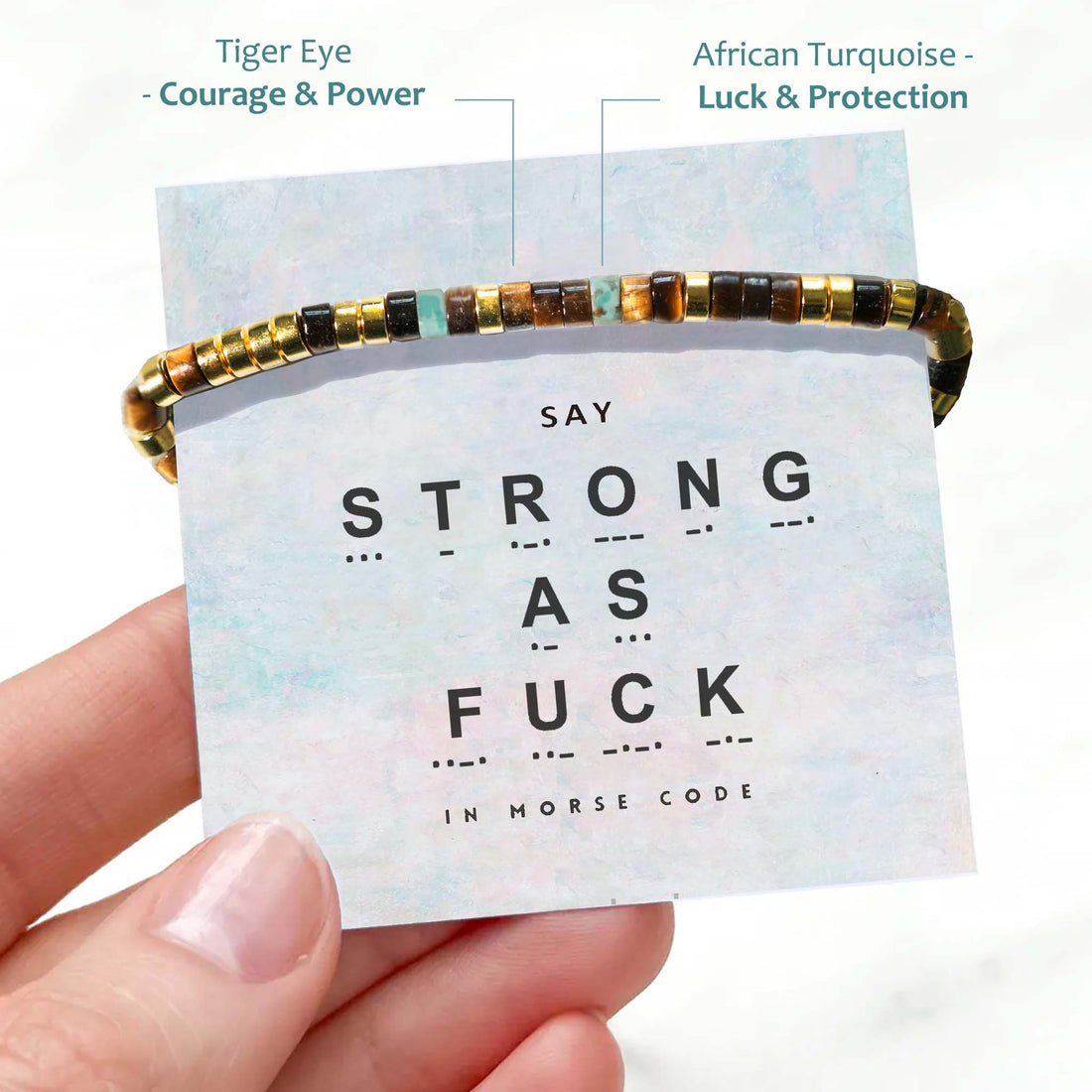 Strong As F*ck morse code bracelet hidden message jewelry